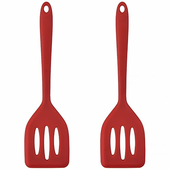 ACDANC 2 Pack Small Silicone Turner High Heat Resistant Slotted Spatula for Fish,Eggs,Pancakes and More