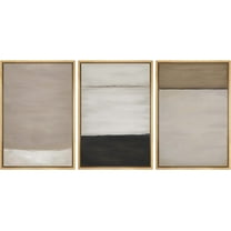 PixonSign Framed Canvas Print Wall Art Set Pastel Grunge Paint Stroke Collage Abstract Shapes Illustration Modern Art Decorative Nordic Minimal Zen - 24"x36"x3 Natural