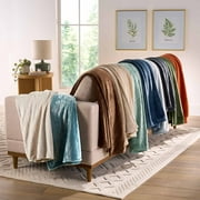 Better Homes & Gardens Textured Velvet Plush Throw Blanket, Oversized, Papyrus Beige