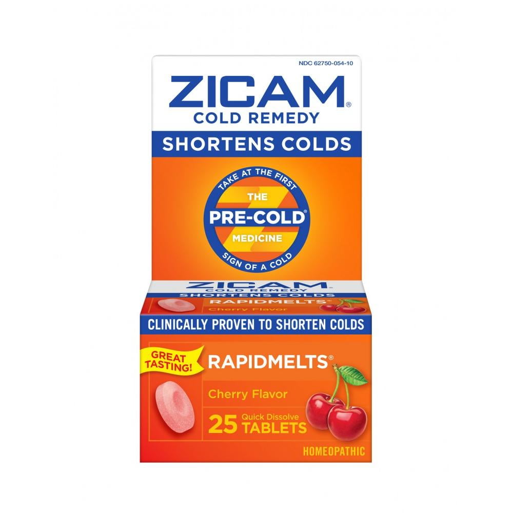 Zicam Rapidmelts Quick Dissolve Tablets Cherry Flavor Cold Remedy 25 ea