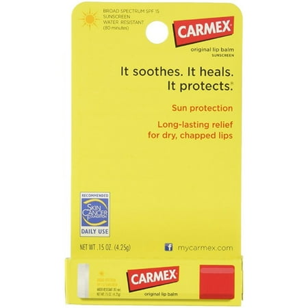 Carmex Cliquez-Stick Baume hydratant pour les lèvres SPF 15 Original 0,15 oz (Pack de 6)