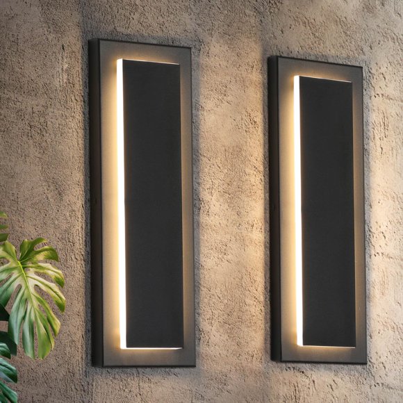 Luces LED de pared para exteriores, tewei, 40 cm, negro mate, 3000 K, 12 W, 120 V