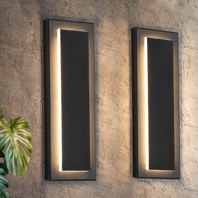 Luces LED de pared para exteriores, tewei, 40 cm, negro mate, 3000 K, 12 W, 120 V