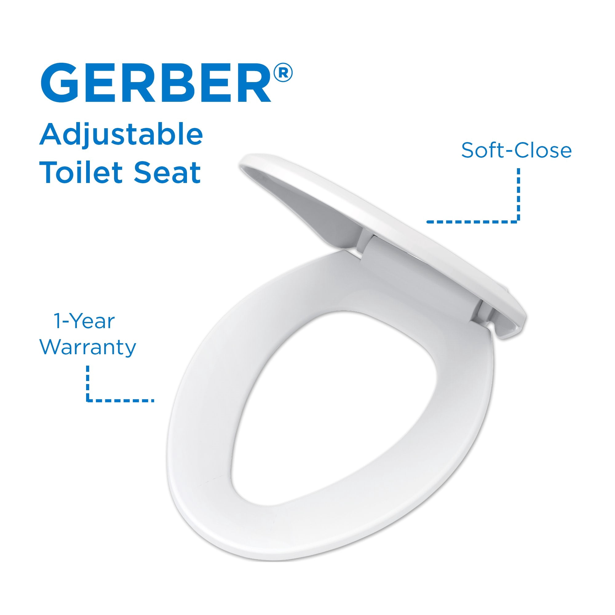 Gerber G0099213 Hinsdale Elongated Closed-Front Toilet Seat - White