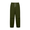 thumbnail image 4 of Iyufng Mens Knee Pleated Loose Wide Leg Casual Track Pants Drawstring Elastic Waist with Side Pockets, 4 of 9