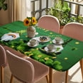 thumbnail image 3 of St. Patrick's Day Table Cloths for 4 Foot Rectangle Tables, Green Gnomes Shamrock Gold Coin Wood Grain Patio Waterproof Elastic Fitted Tablecloths, Washable Rectangular Table Cover for Camping, 3 of 8