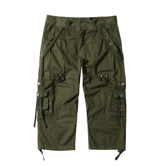 IROINNID Men's Casual Cargo Elastic Breathable Outdoors Workout Capris Shorts, M-6XL