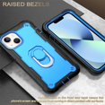 thumbnail image 6 of Phone Case for iPhone 13, 3 In 1 Cover with Ring Holder Kickstand Hybrid Shockproof Military Grade Protective Hard PC Soft Silicone Case for iPhone 13 for Women Men, Black/Blue, 6 of 7