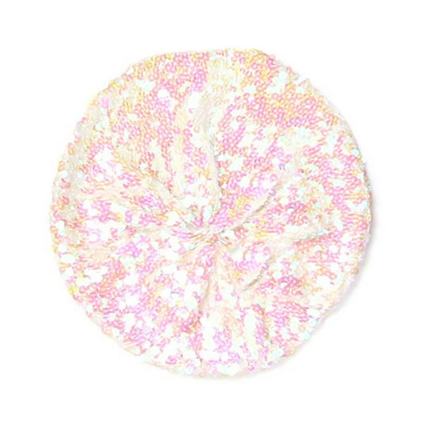 Qarigey Boinas de lentejuelas brillantes elásticas para mujer, sombreros de otoño, primavera y verano, gorros publicitarios de fiesta de colores Sombreros blanco Qarigey PS11561-10