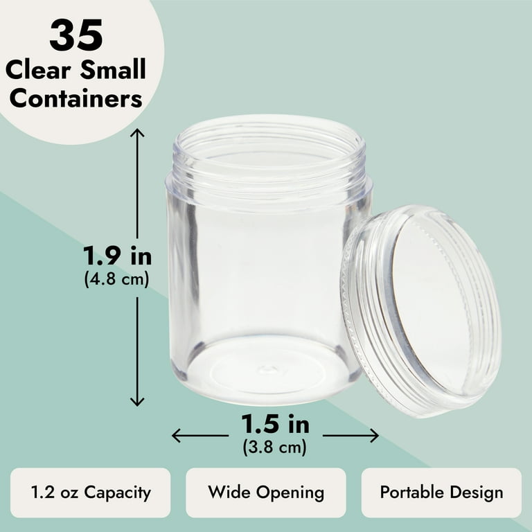 35-Pack 1.2 oz Clear Plastic Jars with Lids for Beads, Beauty Products -  Small Empty Containers for Slime Supplies and Ingredients 