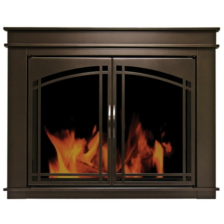 Pleasant Hearth Fenwick Glass Firescreen Oil Rubbed Bronze - Medium
