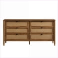 thumbnail image 5 of Dressers 6-Drawer with Mirror, Light Walnut, Natural Rattan | Solid Wood+MDF | Brown, 5 of 13