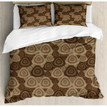 Brown And Ivory King Size Duvet Cover Set Circles And Oval