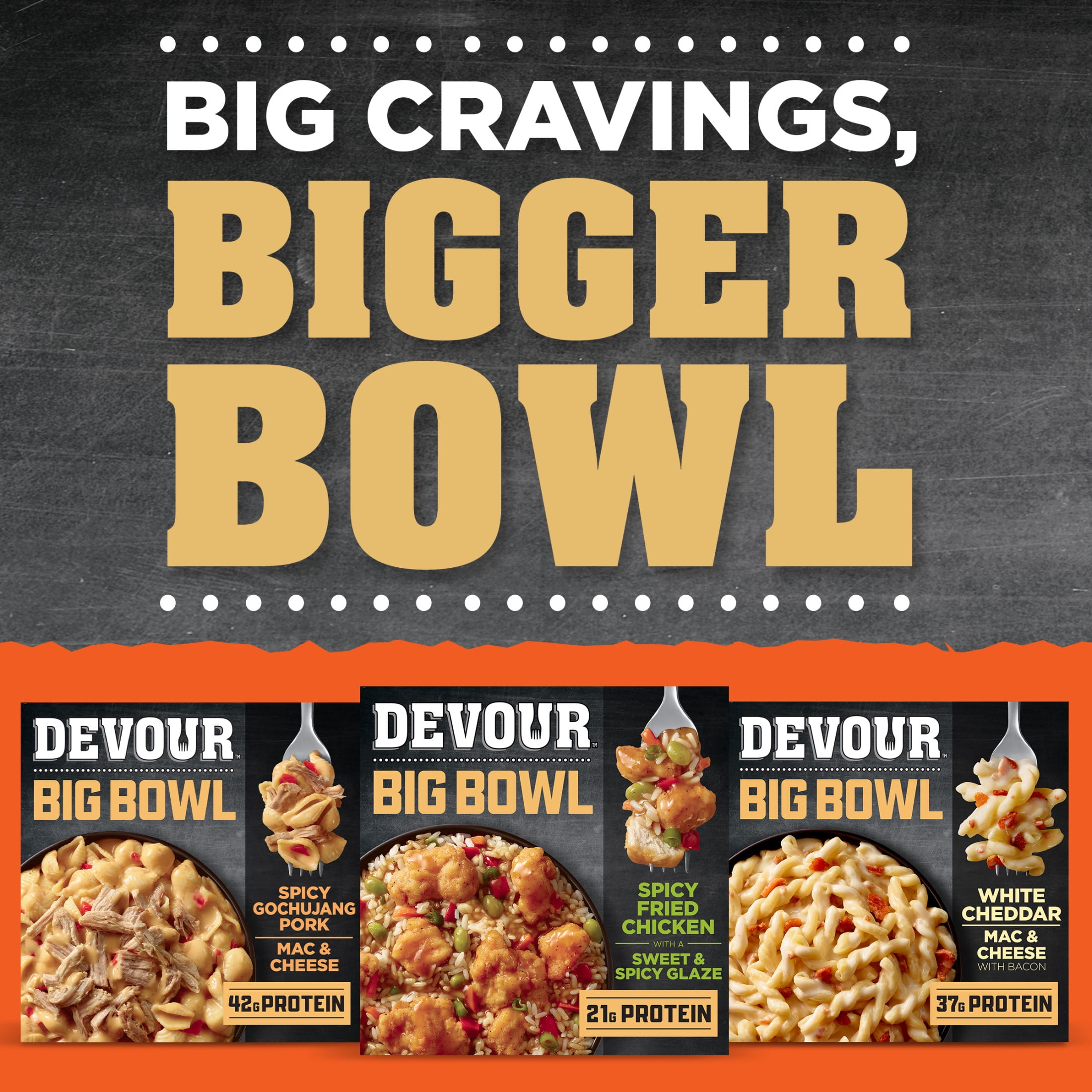Devour Big Bowl Spicy Fried Chicken with Sweet and Spicy Glaze, 14 oz Box