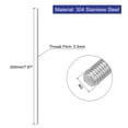 thumbnail image 2 of Uxcell 8Pack M3 x 200mm 0.5mm Pitch 304 Stainless Steel Fully Threaded Rod Bar Studs, 2 of 6