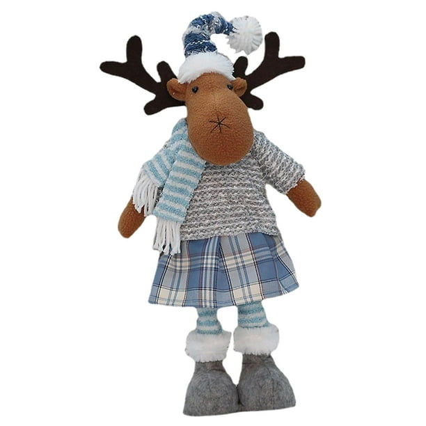 Figura de muñeca navideña Muñeca navideña de pie Hermosa figura navideña decorativa Alce 18x13x58cm