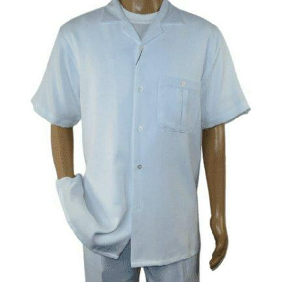 Men 2pc Walking Leisure Suit Short Sleeves By DREAMS 256 Solid White New