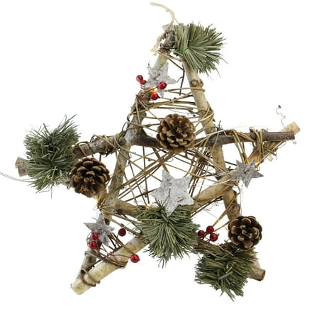 12 Brown And Green Christmas Star With Rustic Twigs Ornament