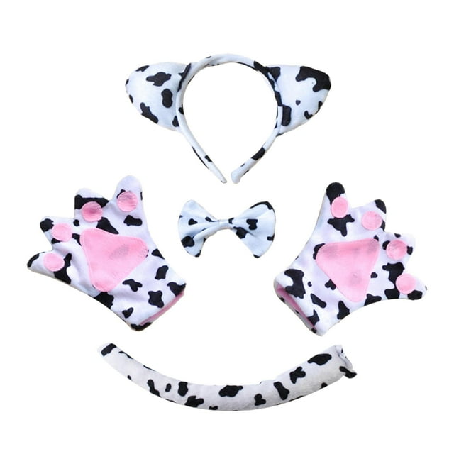 4x Serre-Tête Animal Ensemble de Costumes d'Animaux pour Anniversaire Spectacle de Scène Pâques Enfant Vache