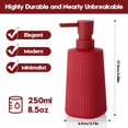 thumbnail image 6 of Small Soap Dispenser for Bathroom and Kitchen, Modern Farmhouse Striped Style Plastic Hand Soap Dish Soap Dispenser with Pump Matte Red, 6 of 6