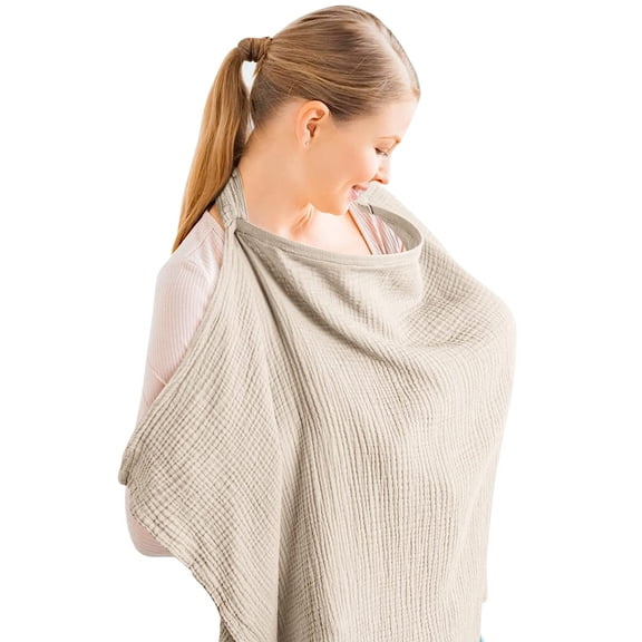 FUCHEGN Muslin Nursing Cover for Baby Breastfeeding, Breathable Breastfeeding Cover with Rigid Hoop for Mother Nursing Apron, Multi-use Car Seat Canopy