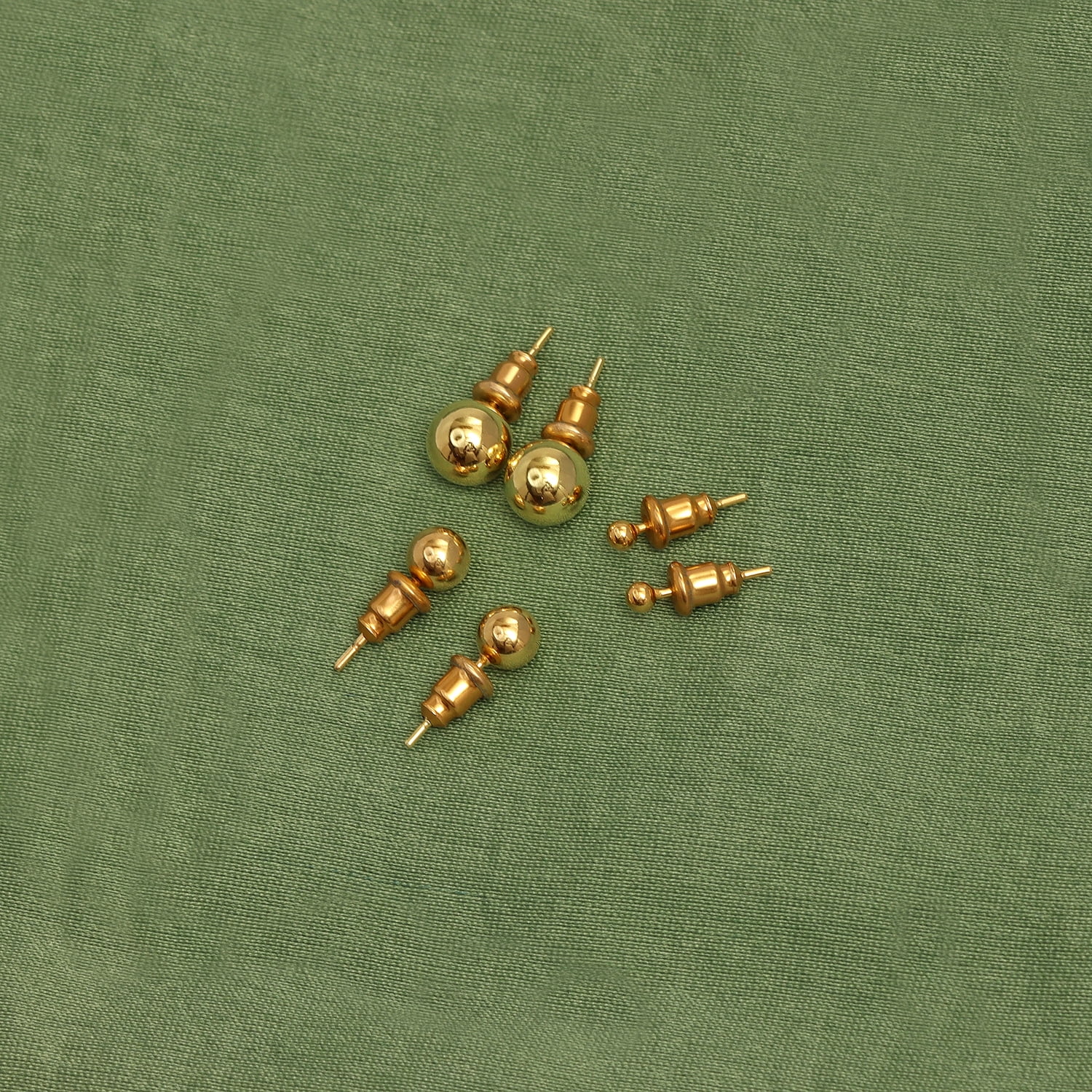 LeCalla 925 Sterling Silver Light-Weight 14K Micron Gold-Plated Classic Ball Post Stud Earrings for Women and Teen Set of 3 Pairs (3MM, 6MM, 8MM)