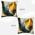 thumbnail image 3 of Haiem Golden Blue Leaf Design Print Velvet Soft Solid Decorative Square Throw Pillow Covers Set with Elegant Piping Christmas Cushion Case for Sofa Bedroom Car-16"x16", 3 of 8