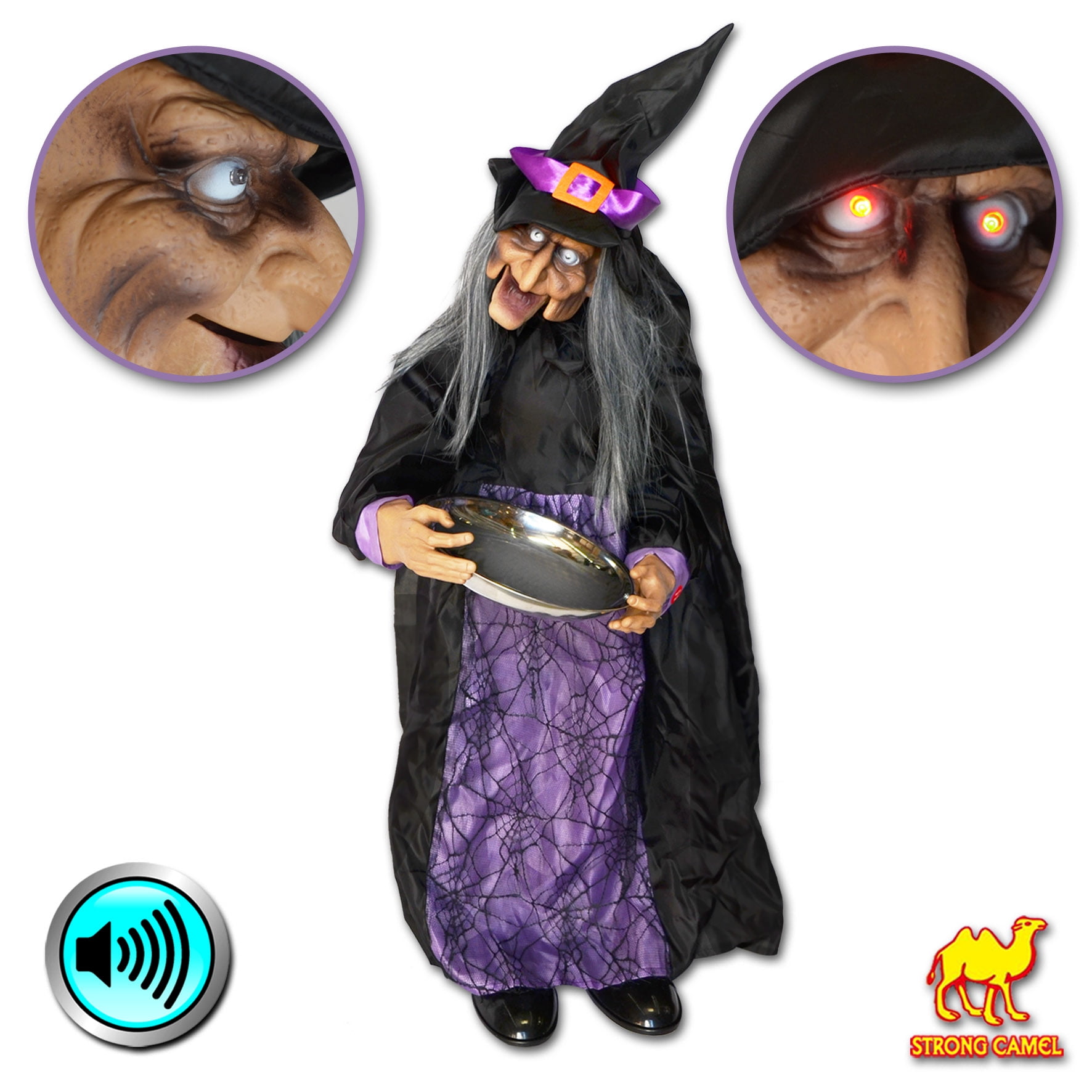 Strong Camel Halloween Animated Witch with Sound Sensor Ghost Lighted ...