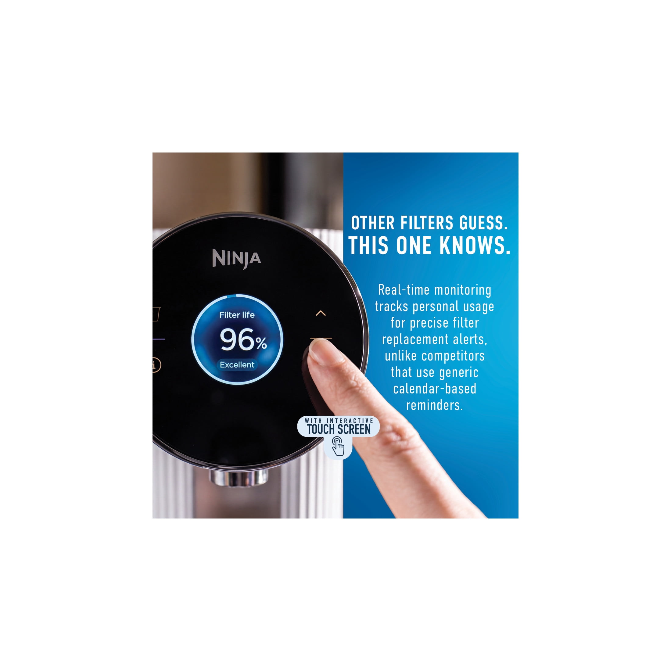 Ninja HydraSense 96-oz Water Filtration System, Intelligent Water Filtration System, Removes Lead, Mercury, Chlorine, Microplastics, WF1001WH1 Dove