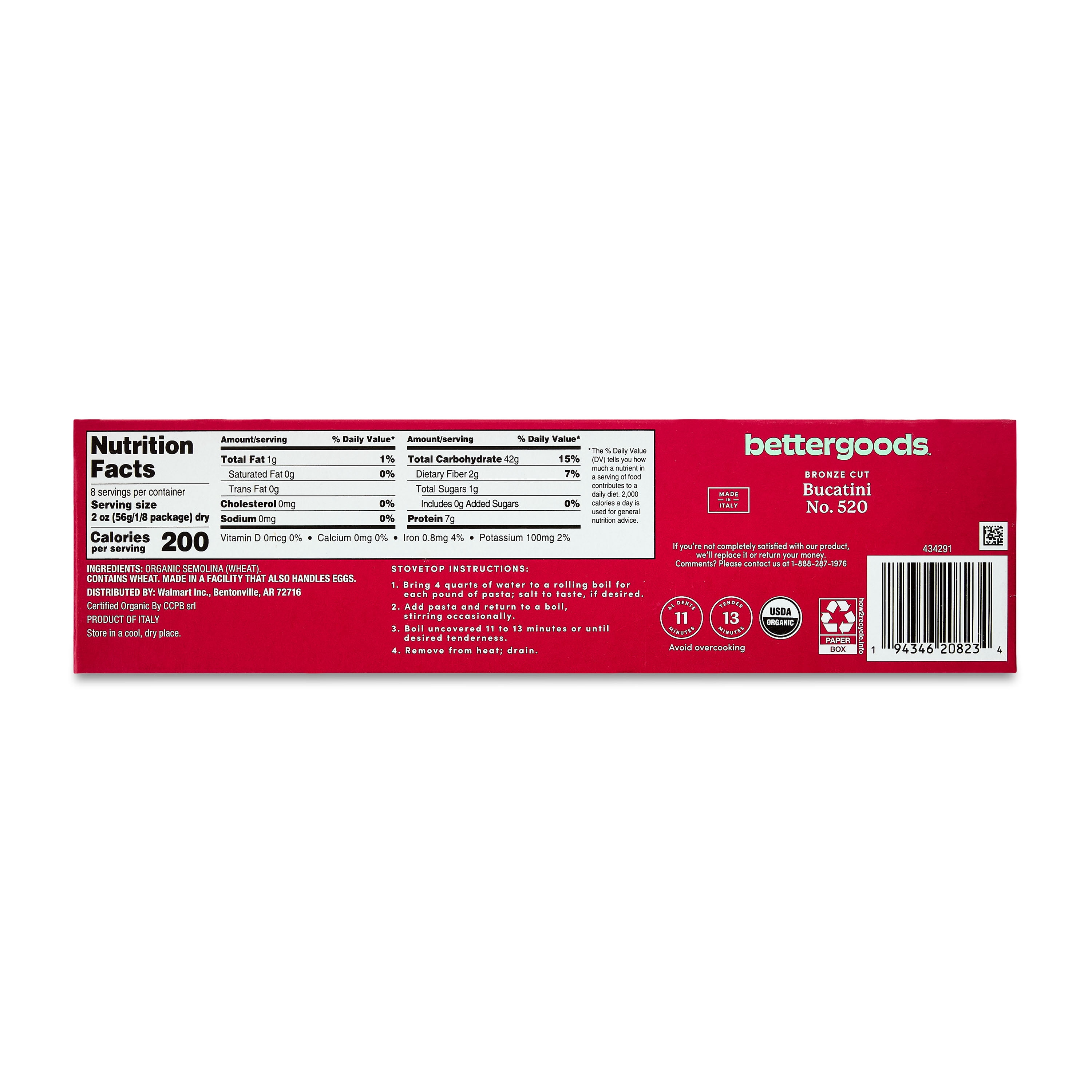 (6 pack) bettergoods Bronze Cut Bucatini Pasta, No. 520, 16 oz