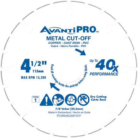 1PACK AvantiPRO Type 1 Carbide Grit 4-1/2 In. x 7/8 In. Metal Cut-Off Wheel