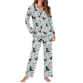 thumbnail image 2 of FOR U DESIGNS Flower Dachshund Pajama Sets for Women 2 Piece Button Down Long Sleeve Pants and V-neck Tops Size 2XL Button Up Night Shirts for Women Sleepwear Pj, 2 of 7