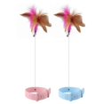 thumbnail image 2 of Blue Interactive Cat-Toys Feather Teaser Stick with Bell Pets Collar, 2 of 5