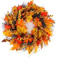 thumbnail image 1 of Coronas de otoño LASPERAL para puerta delantera, corona de otoño de 17 pulgadas con hoja de arce y bayas, corona de cosecha para otoño, Halloween, día de Acción de Gracias Zhivalor HMHZ1893, 1 of 7