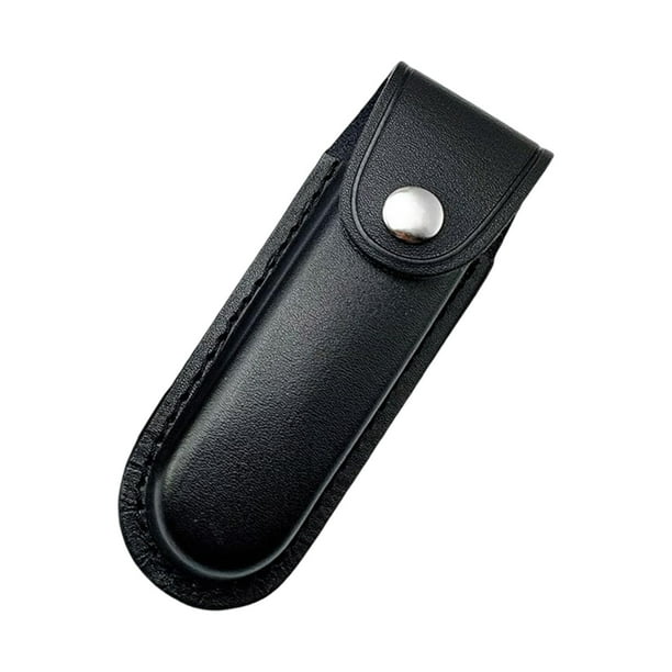 Estuche de cuero para cuchillos, funda para navajas, funda para cuchillos pequeños y cinturón. L Negro