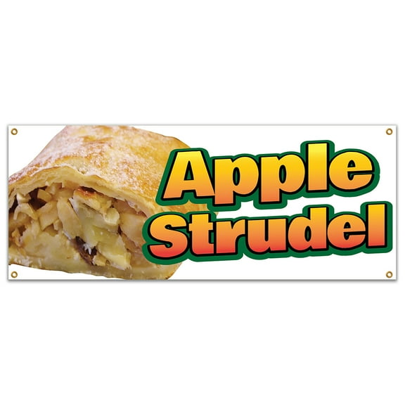 SignMission B-Apple Strudel19 48 in. Apple Strudel Banner with Concession Stand Food Truck Single Sided