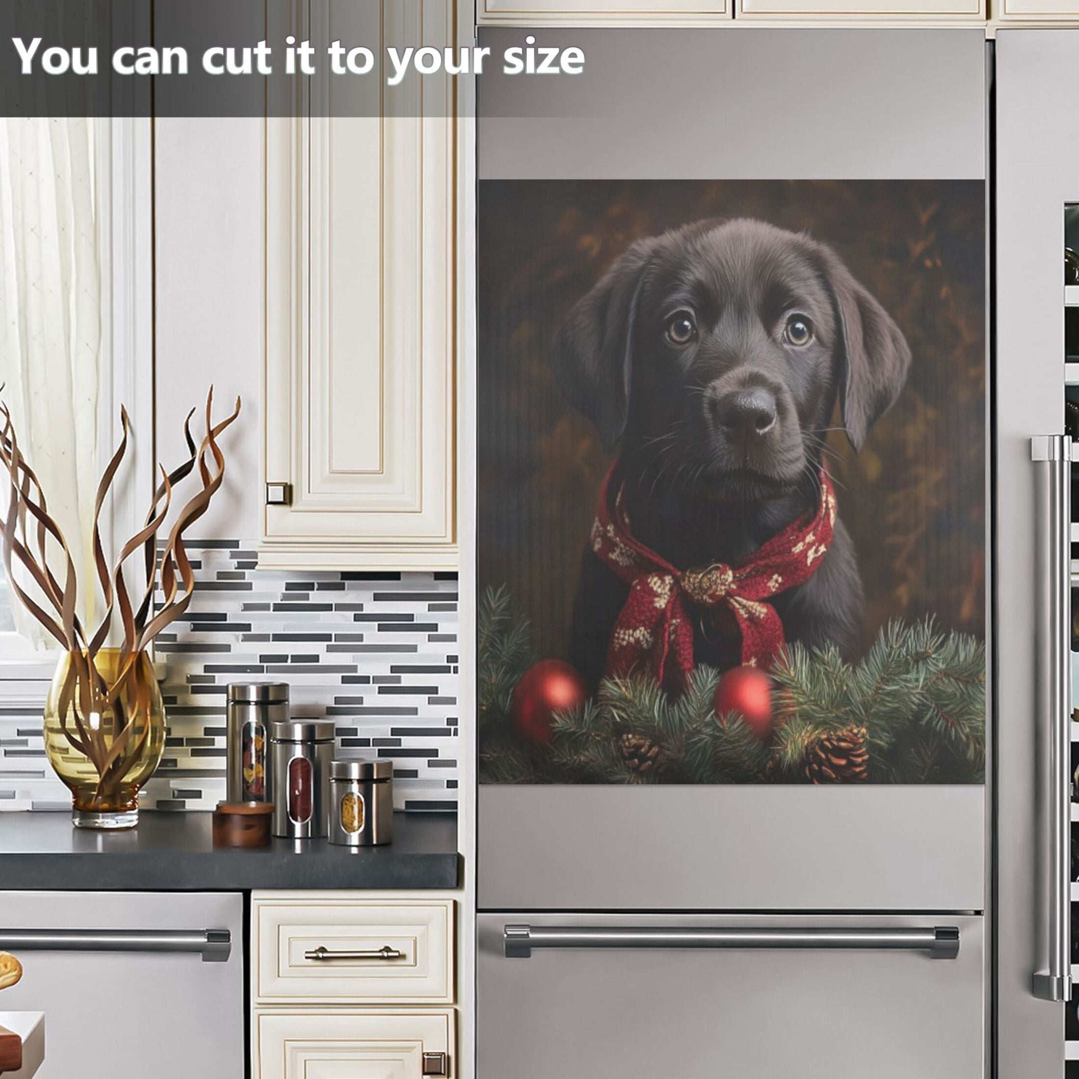 Dishwasher Magnetic Sticker 23x26 Inch Refrigerator Magnetic Sticker Washing Machine Magnetic Sticker Kitchen Panel Magnetic Sticker Home Decor Christmas Cute Black Dog