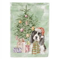 Christmas Basset Hound Puppy Flag Garden Size