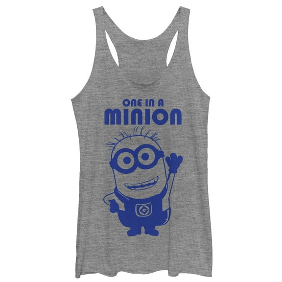 Women's Despicable Me One in Minion Wave  Racerback Tank Top Gray Heather Small