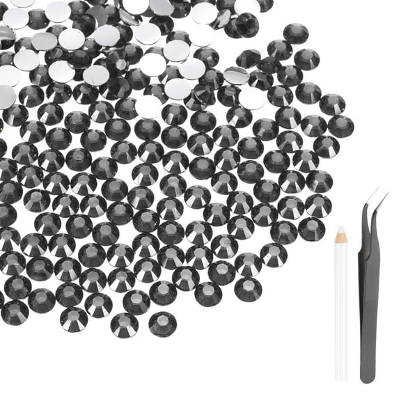 Uxcell 2000 Pcs Flatback Crystal Rhinestones, Resin Crystal Gems with Tweezer Dotting Pen Non Hotfix for Bedazzling Tumblers Mugs Bottles Nail DIY Crafts(SS12 3mm, Gray)