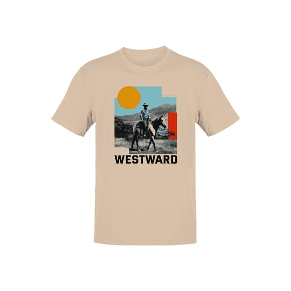 Westward Cowboy Ride Vista Men's Natural T-shirt