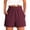01# Wine, variant on HKYNLAG Shorts for Women Dressy Casual Elastic High Waisted Ruffle Comfy Lightweight Summer Shorts for Beach Vacation Dark Green 2XL