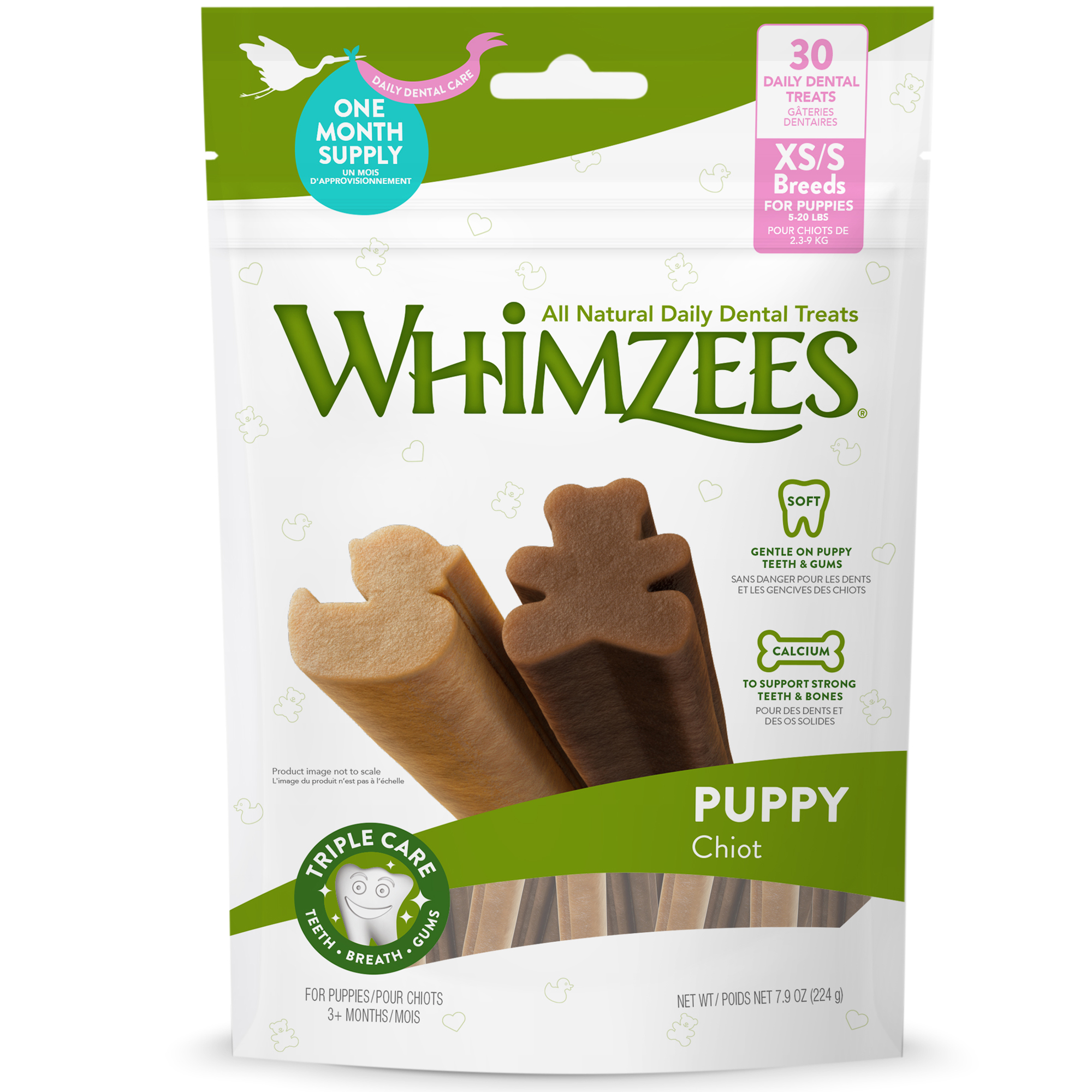 WHIMZEES Puppy Daily Dental Dog Treats, Toy and Small Breeds, Extra