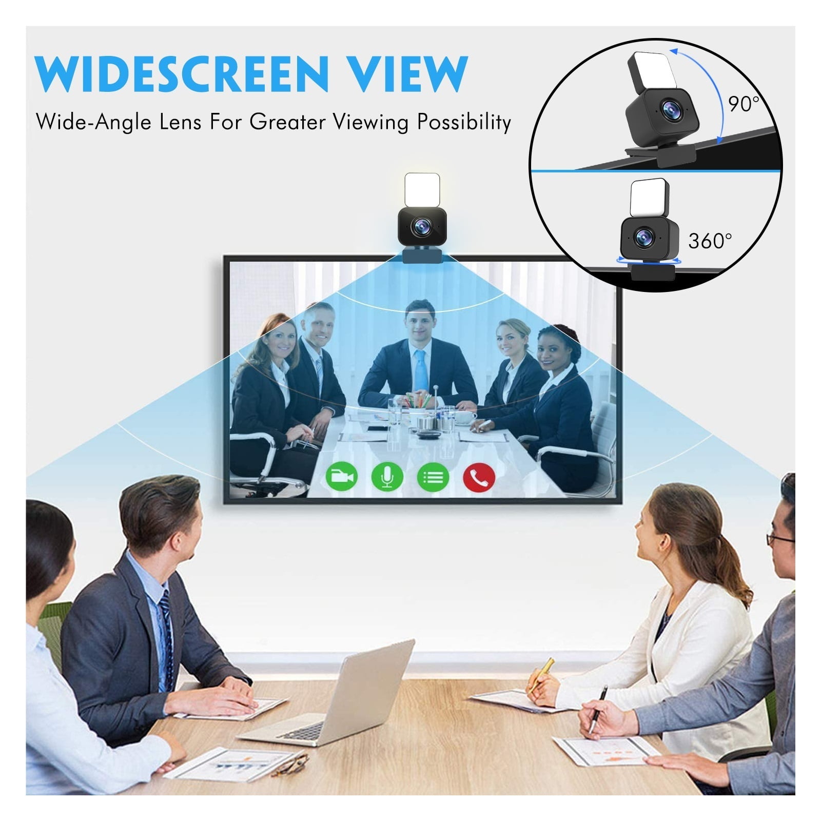 Webcam HD 1080P With Ring Light And Tripod Webcam Cover 3 Colors Brightness Adjustable For Conferencing, Live Streaming, Recording ,HD Video