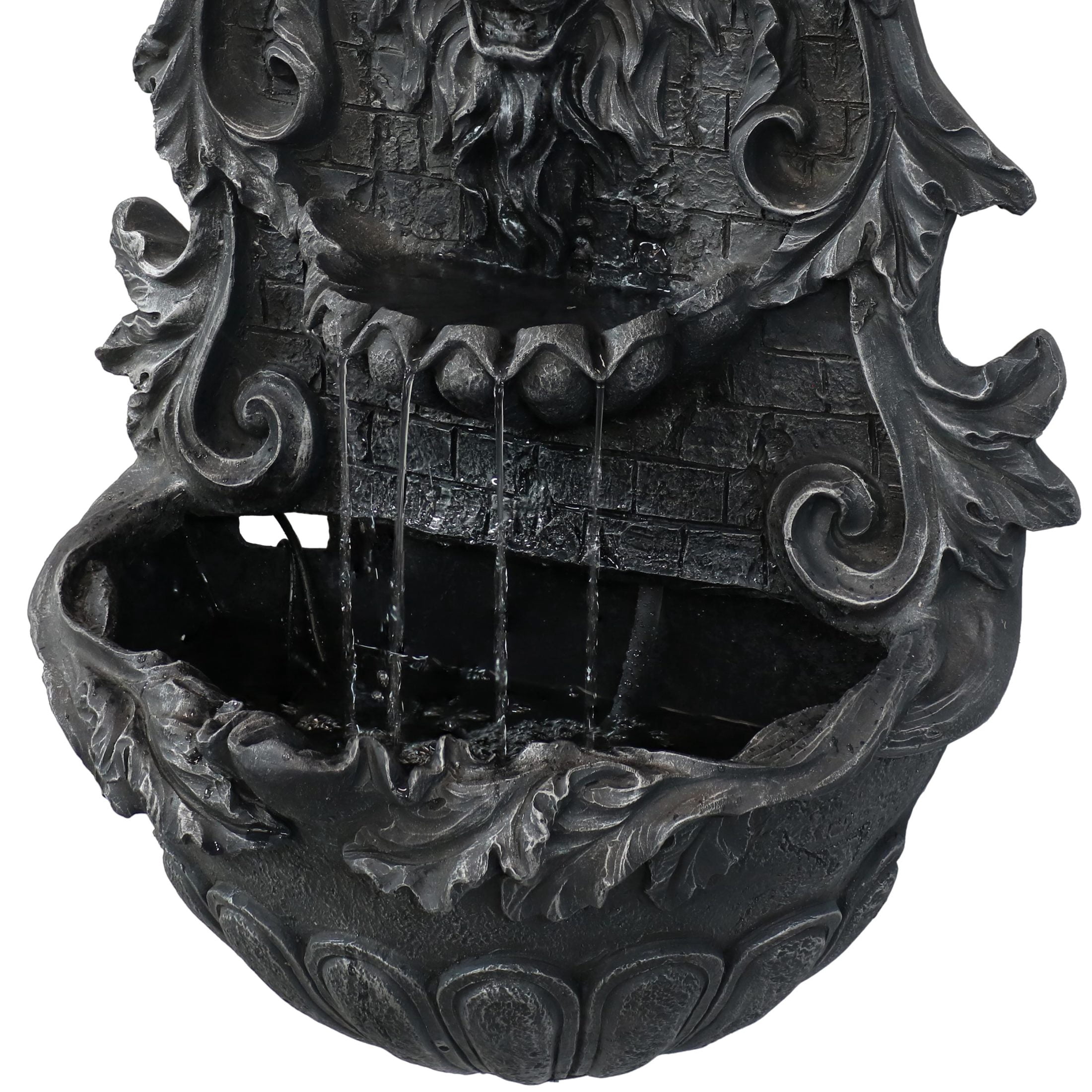 Sunnydaze Stoic Courage Polyresin Lion Head Outdoor Wall Fountain