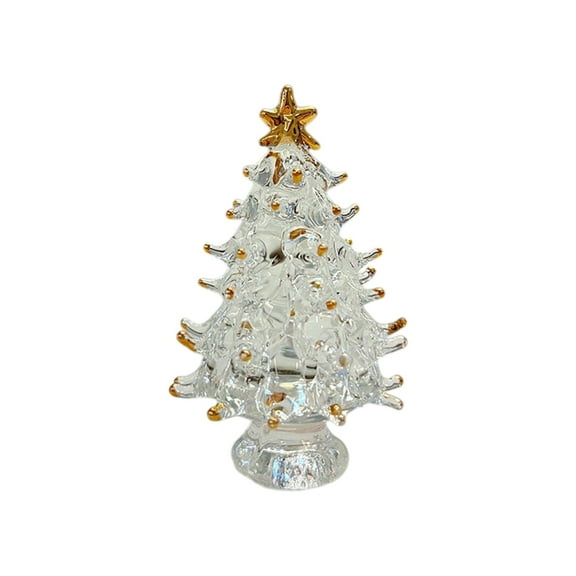 chaungfeng Clear Crystal Christmas Tree Sculpture, Colorful Gravel Decoration Figurine, for Holiday Gift, Christmas Celebration, Tabletop Display (1.5"x2.3")