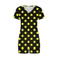 thumbnail image 5 of Summer Plus Size Two Piece Outfits for Women Fashion Polka Casual Home Two-piece V-neck Top With Pocket Shorts Set, 5 of 6