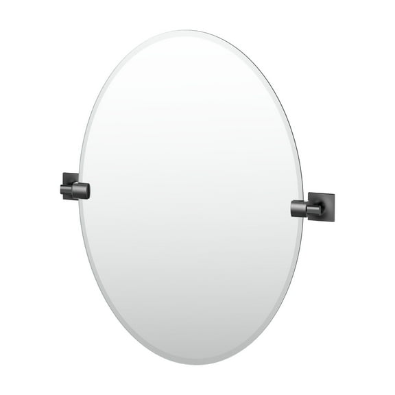 Gatco Waterline 26.5" Frameless Oval Mirror, Matte Black