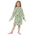 thumbnail image 6 of FORMRS Niños Bathrobe Unisex Hooded Robe Soft Plush Pajamas Sleepwear, Size 2-3T, Green Floral Guitar Pattern, 6 of 7