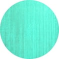 thumbnail image 1 of Ahgly Company Machine Washable Indoor Round Solid Turquoise Blue Modern Area Rugs, 3' Round, 1 of 4
